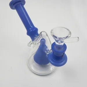 glass bong dab rig percolator clear blue 3 scaled