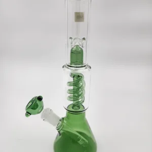 glass bong spirale chamber tree perc clear green 1 scaled