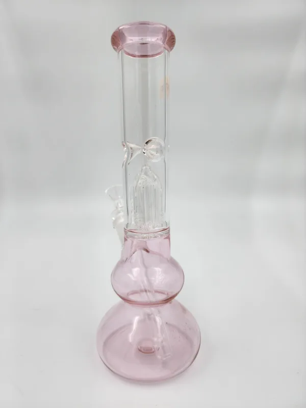 glass bong tree percs recycler dab rig clear pink 2 scaled