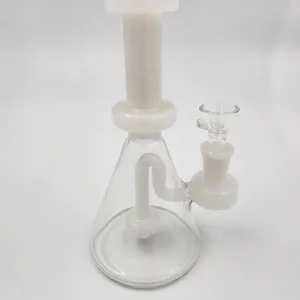 glass dab rig with showerhead percolator clear white 1 scaled