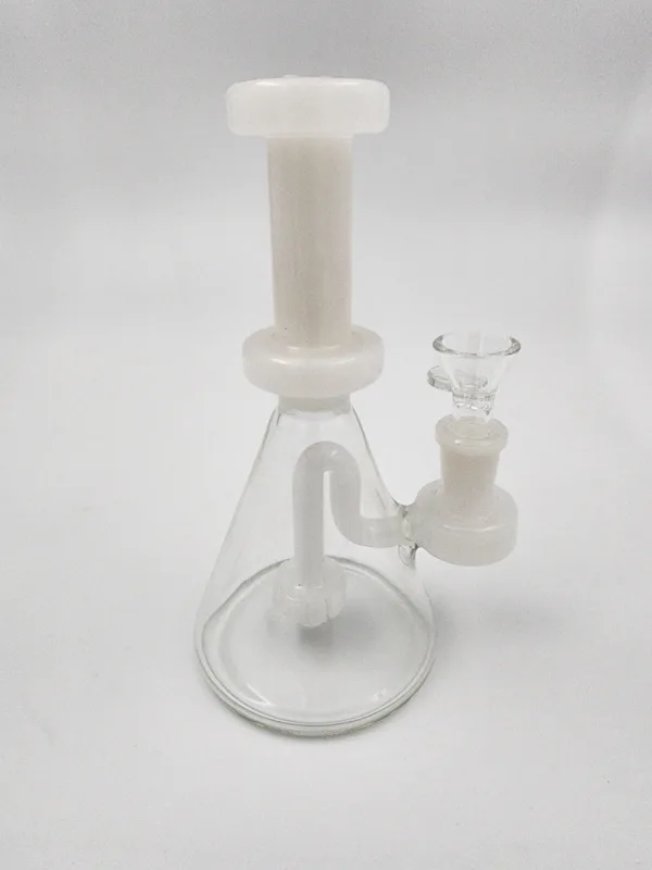 glass dab rig with showerhead percolator clear white 1 scaled