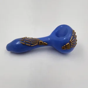 handblown glass pipe bones colored blue 1 scaled