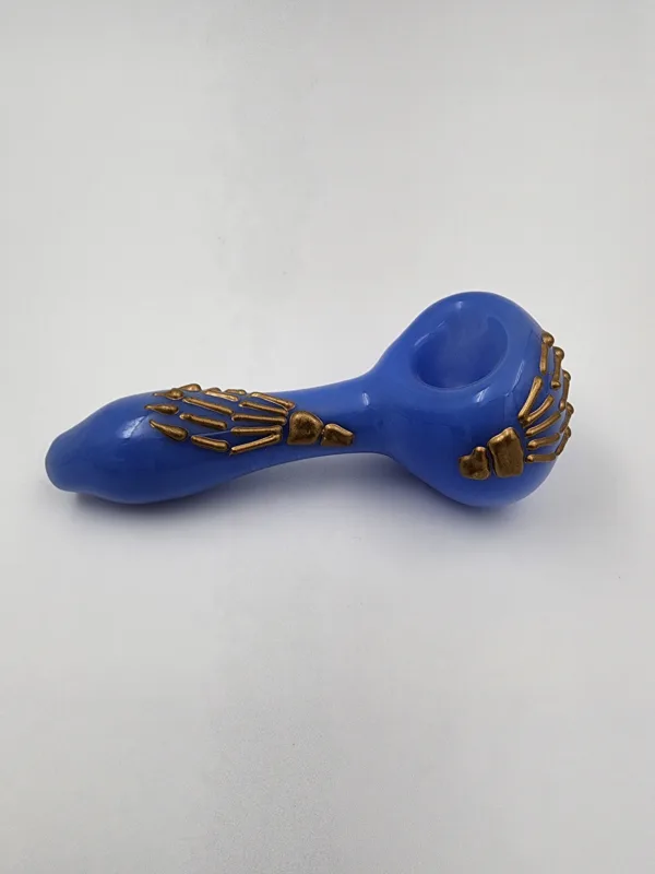 handblown glass pipe bones colored blue 1 scaled